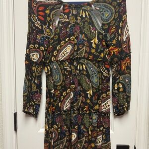 American Eagle Outfitters Black Paisley Long Sleeve Dress